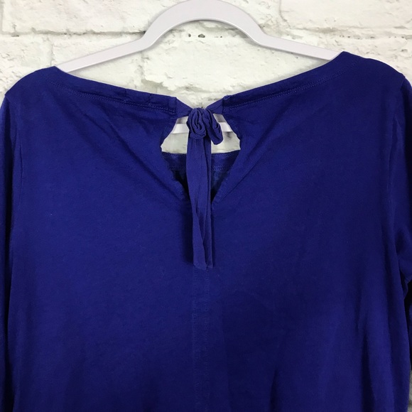 J. Crew Factory M Eyelet Blue Silk Blouse 50275 - Picture 3 of 6